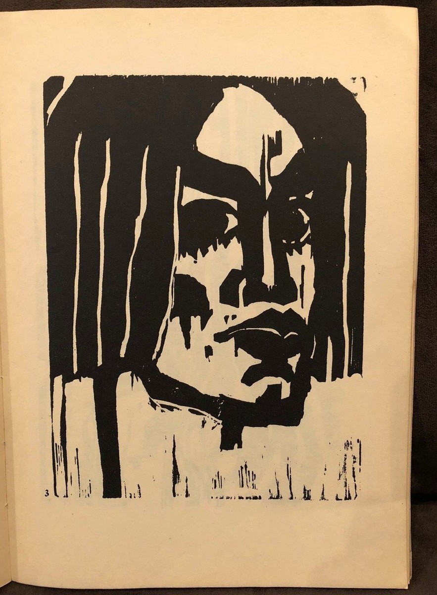VINTAGE EMIL NOLDE WOODCUT PRINT, 1947, WOMAN HEAD ,RUDOLF