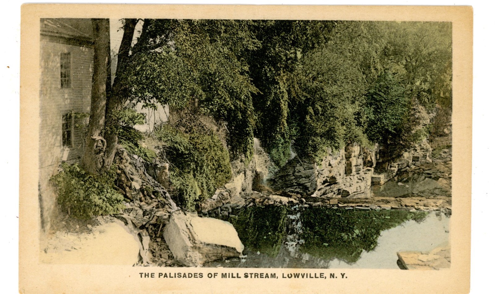 Lowville NYFACTORY RUINSPAISADES OF MILL STREAMH.G Reed Hand Colored