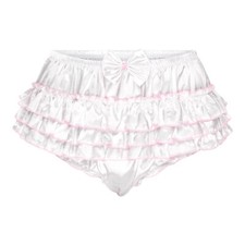 Satini Frilly Sissy Ruffled French Knickers Briefs Silky Satin Underwear