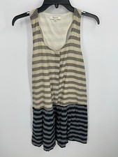 Madewell Dress Womens XS Sleeveless Scoop Neck Black Ivory Contrast Stripe Boho