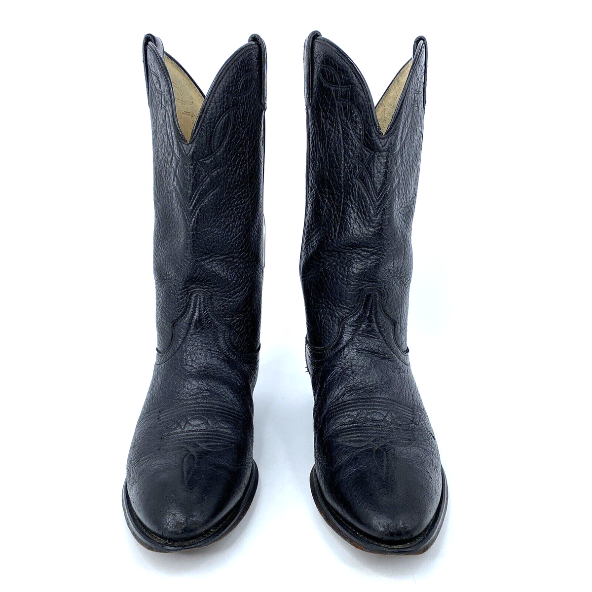 Vintage Boots & Boogie Santa Fe Men’s Black Leather Cowboy Boots Size 9.5 D Vintage Olathe Black Leather Cowboy Boots Men | Mercari main image 2