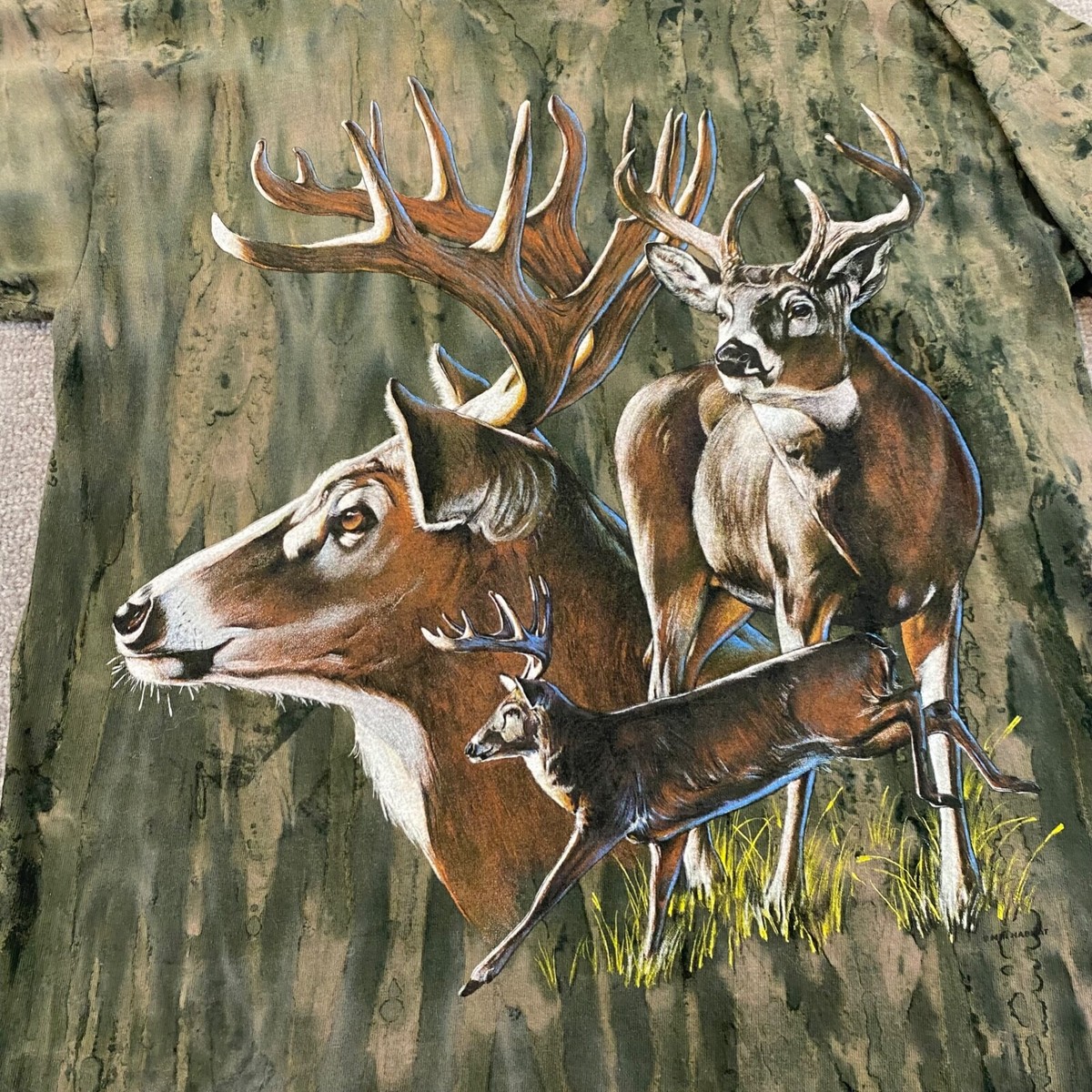 Habitat Animal Nature Shirt Mens Large Green Deer Graphic Tee