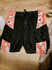 Gecko Hawaii Men's Medium Shorts Dragons  Surfboards Floral Swim Trunks