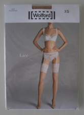 WOLFORD Lace Stockings Gobi / White 15 DEN Size XS New In Box