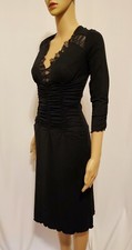 Bisou Bisou Little Black Dress 3/4 Sleeves Ruched Bodice And Sleeves Size 6