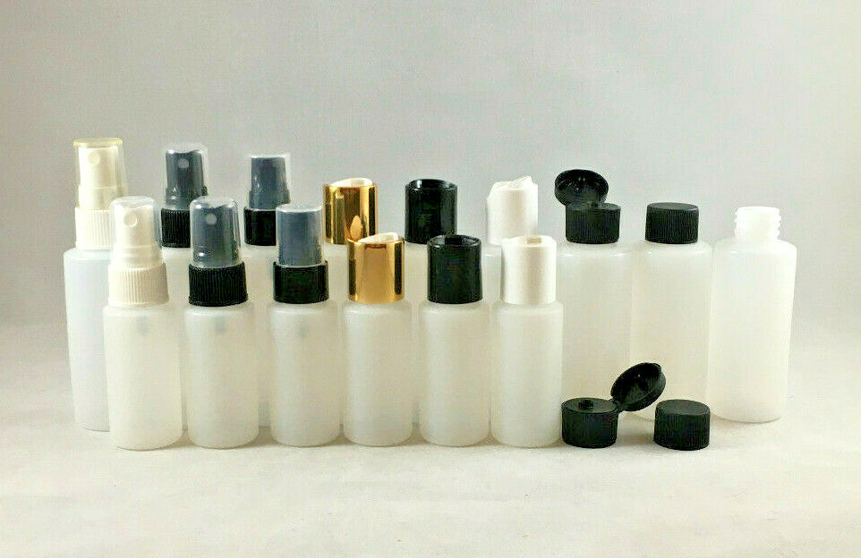 1oz Natural HDPE Cylinder Round Plastic Bottle w You Pick Cl
