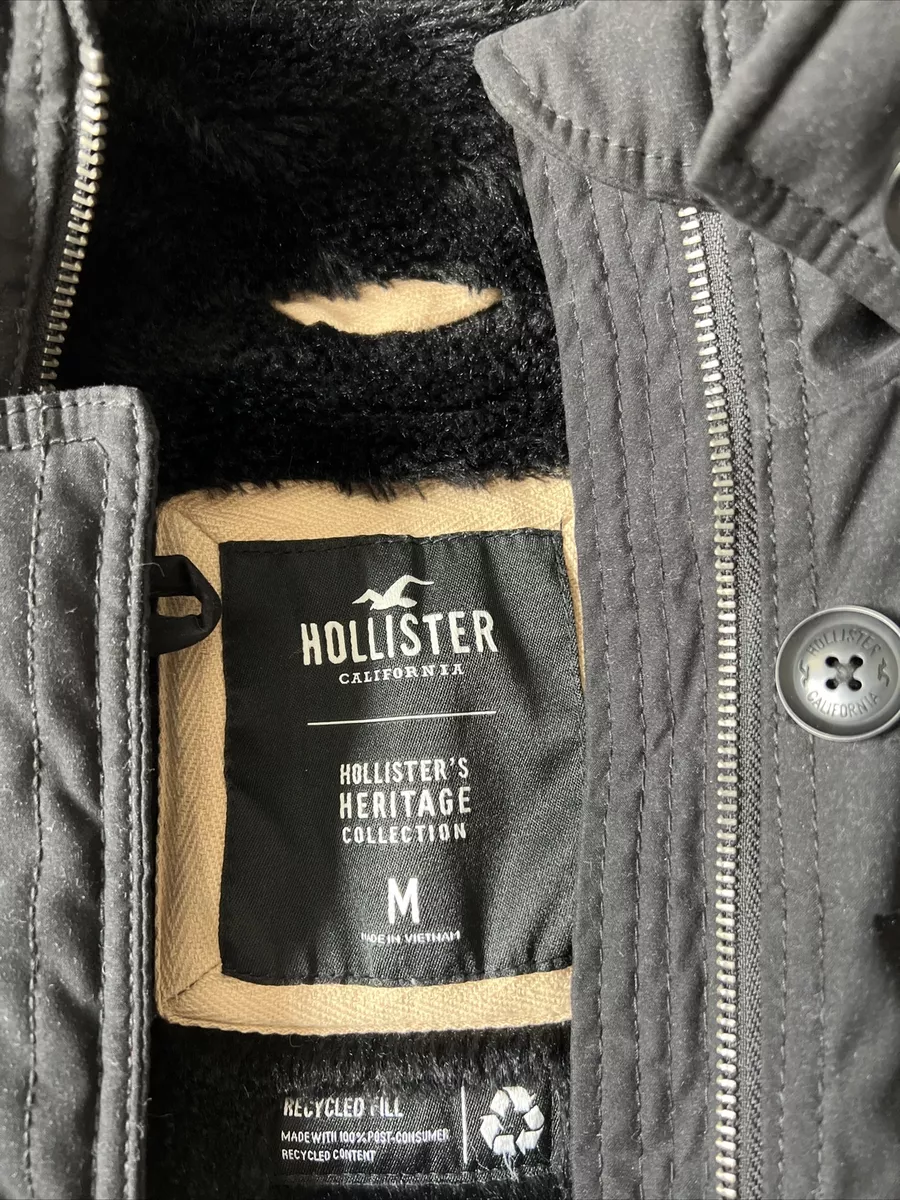 Ladies HOLLISTER Heritage Collection Black Faux Fur Hooded Coat Size M