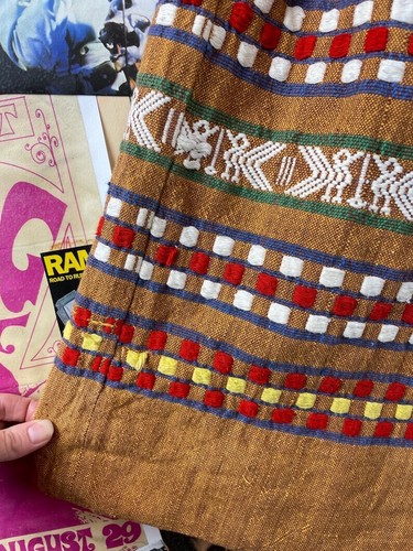 Falda tejida de algodón completa bordada arte popular símbolo guatemalteco vintage años 50 XS - Imagen 7 de 8