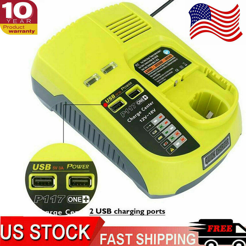 P117 Charger For RYOBI P108 18V One Plus High Capacity Lithium-Ion Battery USB