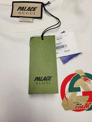 $720 New GUCCI X PALACE Cotton Jersey T-Shirt Men's SMALL S White