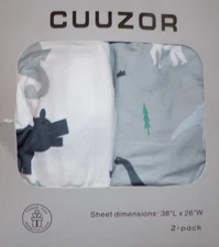 Cuuzor Crib Sheets Pack N Play Sheets Mini 38Lx26W Dinosaurs Animals 2 Pack OPEN