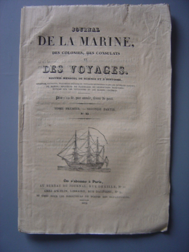 JOURNAL de la Marine des Colonies des Ports et des Voyages  Numéro 11 de 1834 - Afbeelding 1 van 2