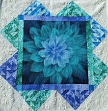 Dream Big Quilt Handmade Hoffman Fabric 71"X71" Teal, Blue, Green