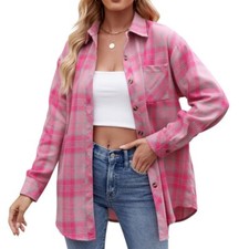 Blouse Femme Fashion Bug Rose à Carreaux - Taille 22W Plus - Manches 3/4 à Revers