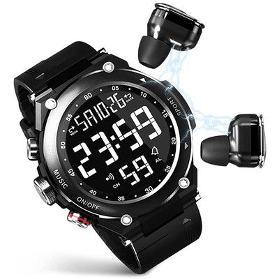 Smartwatch mit kabellosen Ohrhörern MP3-Musikanrufe Fitness-Tracker IOS I1G9