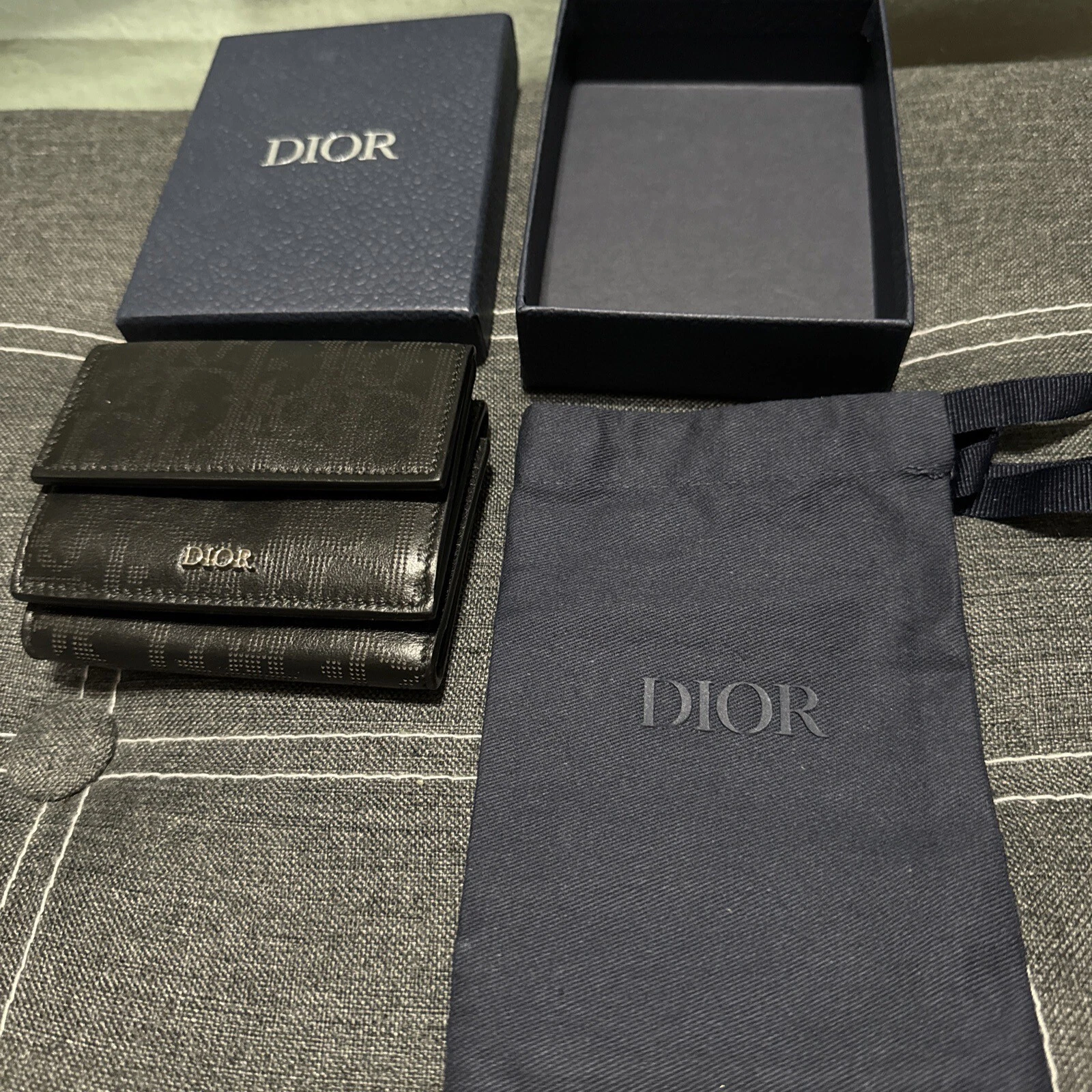 Portefeuille à rabat trifold Christian Dior oblique cuir galaxie