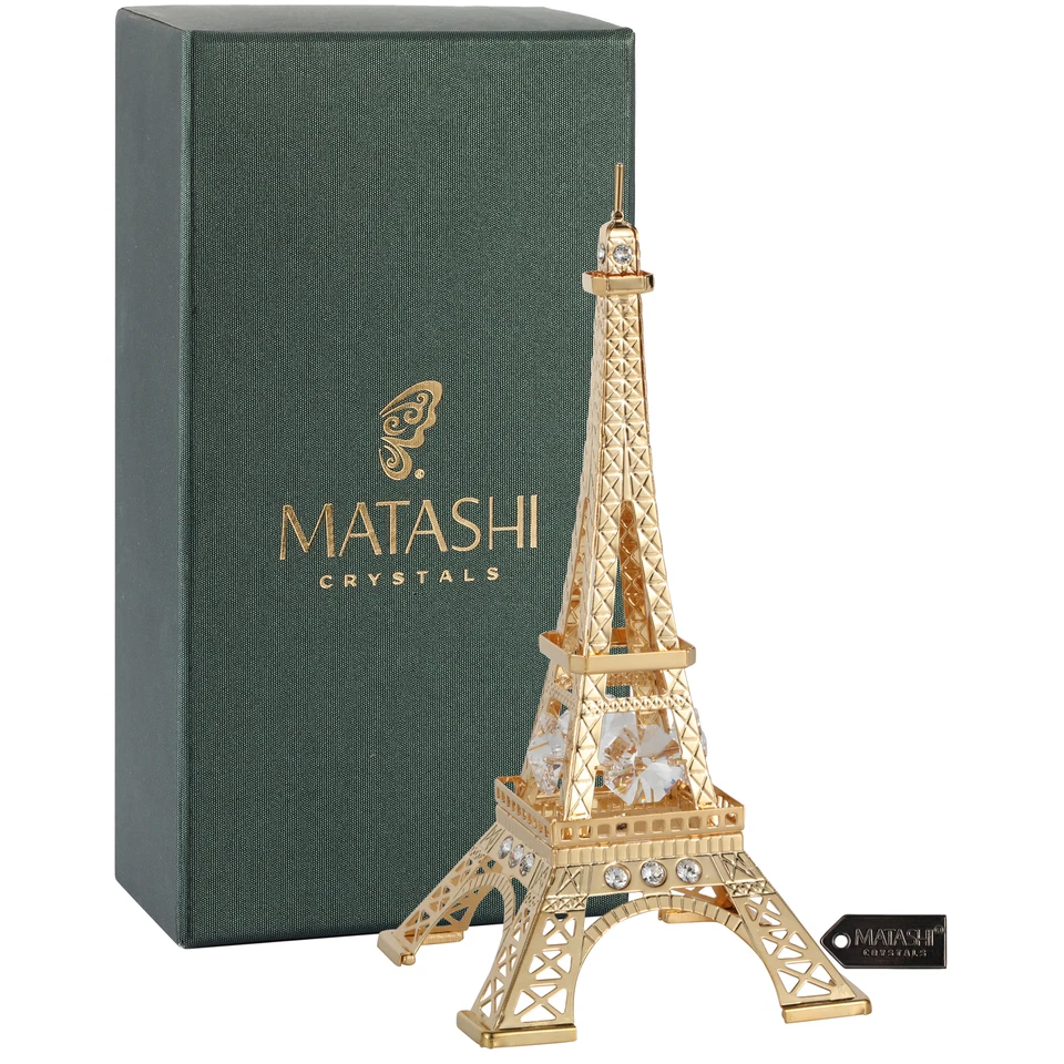 Matashi 24K Gold Plated Crystal Studded Eiffel Tower Ornament For Christmas Gift Foto 2 de 4