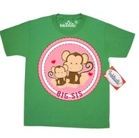 Inktastic Big Sis Monkey Youth T-shirt Siblings Pink Sticker Design Sister Tee Inktastic Big Sis Monkey Youth T-shirt Siblings Pink Sticker Design Sister Tee