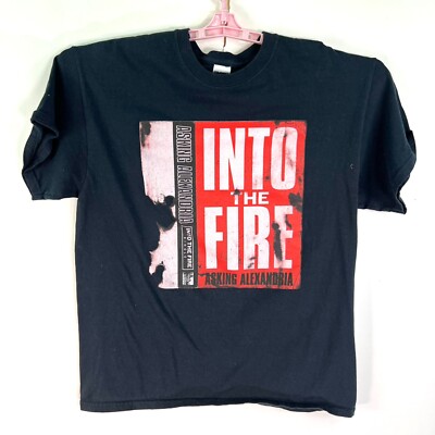 Into The Fire Band Asking Alexandria T Shirt Adult Size L Black Graphic Tee