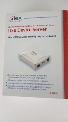 Silex SX-1000U USB Device Server Hub Ethernet Wireless Networking Printers WORKS