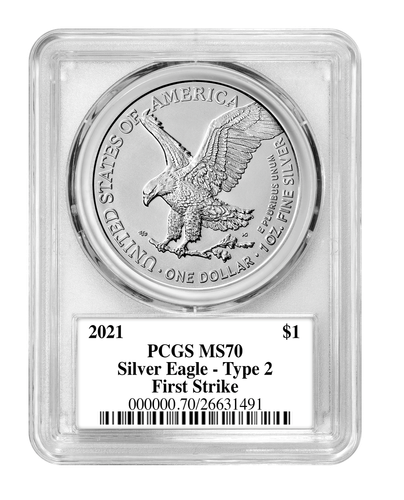 2021 Silver Eagle Type 2 PCGS MS70 First Strike - Designer Emily Damstra Signed! - Picture 2 of 4