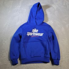 Nike Sportswear Hoodie Kids Small Blue Pullover Kangaroo Pocket Graphic