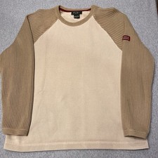 Eddie Bauer Men's Vintage Knit Sweater 100 Cotton, Beige, Size Large