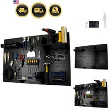Pegboard Organizer 4 ft. Metal Pegboard Standard Tool Storage Kit with Black ...