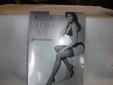 Vintage Victoria  s Secret Glamour Sheers Thigh Highs Black Lace Top Small NOS