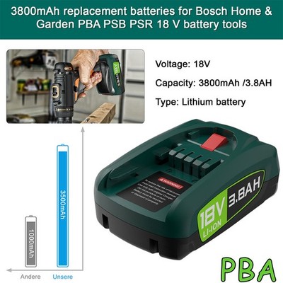 4 Stück 3.8Ah Akku Für Bosch Original Ersatzakku 18V PBA PSB PSR 18v-system Akku