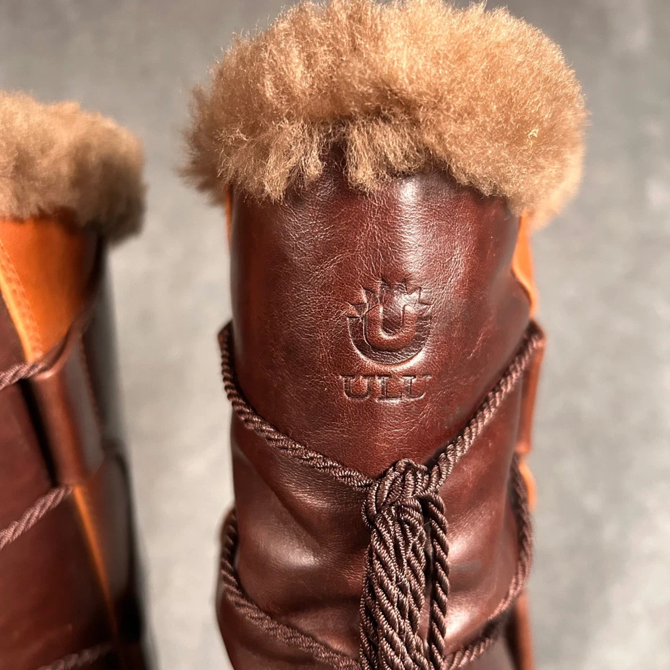 Botas ULU Cuero Forradas de Piel Altas Invierno Nieve Para Mujer 9 Marrón Con Cordones Foto 4 de 4