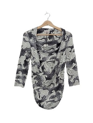 CHUBBY CHIC Langarm-Bluse Damen Bluse Gr. DE 36 schwarz-weiß Elegant