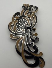 Margot De Taxco Vintage Sterling Brown & Black Enamel Chrysanthemum Pin/Pendant