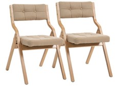 Klappstühle 2er Set mit Holzbeinen, Gepolsterter Esszimmerstuhl, platzsparender