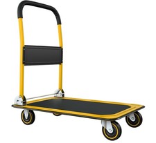 Heavy-Duty Foldable Push Cart Dolly 330 lbs Capacity Flatbed Hand Truck Yellow