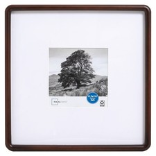 Mainstays 12"x12" Rounded Edge Brown Plastic Frame, Matted for a 5"x5" Picture