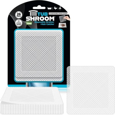 26 Pack Square Disposable Drain Cover - Hair Catcher Mesh Sticker Strainer