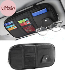 Car Sun Visor Organizer Leather Multi-pocket Visor Organizer Pouch With Double