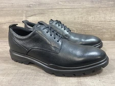 ECCO Citytray Avant Plain Toe Tie Black Dress Shoes Leather Mens Size 42 8 8.5