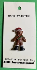JHB 1 3/8” SANTA HAT GINGERBREAD MAN PLASTIC SHANK CHRISTMAS BUTTON NOS-K1