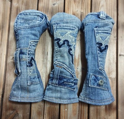 Handmade Golf Headcovers, Denim Remake, Denim Jeans, Fairway Wood Covers, Wood