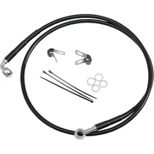 Drag Specialties 1741-3995 Extended Stainless Steel Front Brake Line Kit - Black