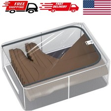 Stackable Storage Boxes with Clear Lids - Durable 16-Inch Shoe  Boot Organizers