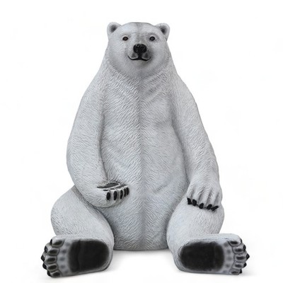 Polar Bear Sitting Jumbo Statue with Paw Seat Durable Sculpture