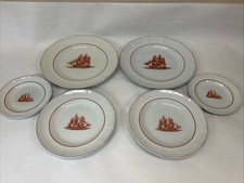 Wedgwood Flying Cloud 2 Dinner, Salad, Bread Butter Plates Red Rust Clipper
