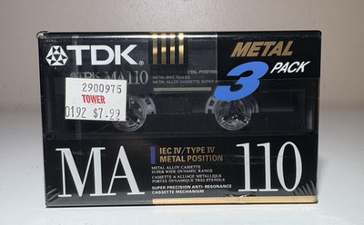 TDK MA IEC IV/Type IV Metal Position 110, Metal 3 Pack (New / Sealed) Cassettes