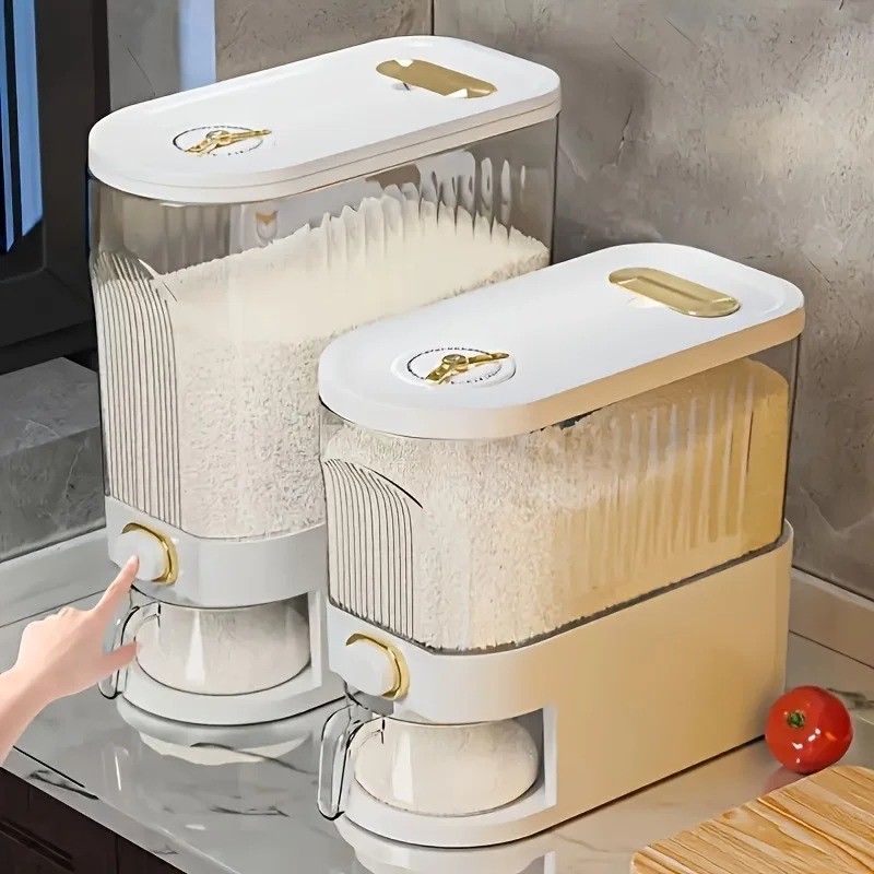 5kg/10kg Rice Dispenser Large Pantry Storage Container with Measuring Cup Time