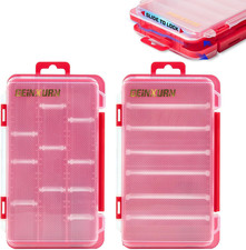 Small Storage Parts Organizer 2 Pack Red Plastic Box with Removable Dividers
