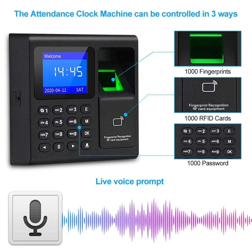 LIBO Intelligent Biometric Fingerprint Time Attendance Machine Time Clock Rec... - Image 2 of 4