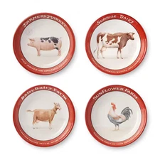 38 Fl. Oz. Multi-Colored Vintage Farm Ceramic Soup Bowl (Set of 4)